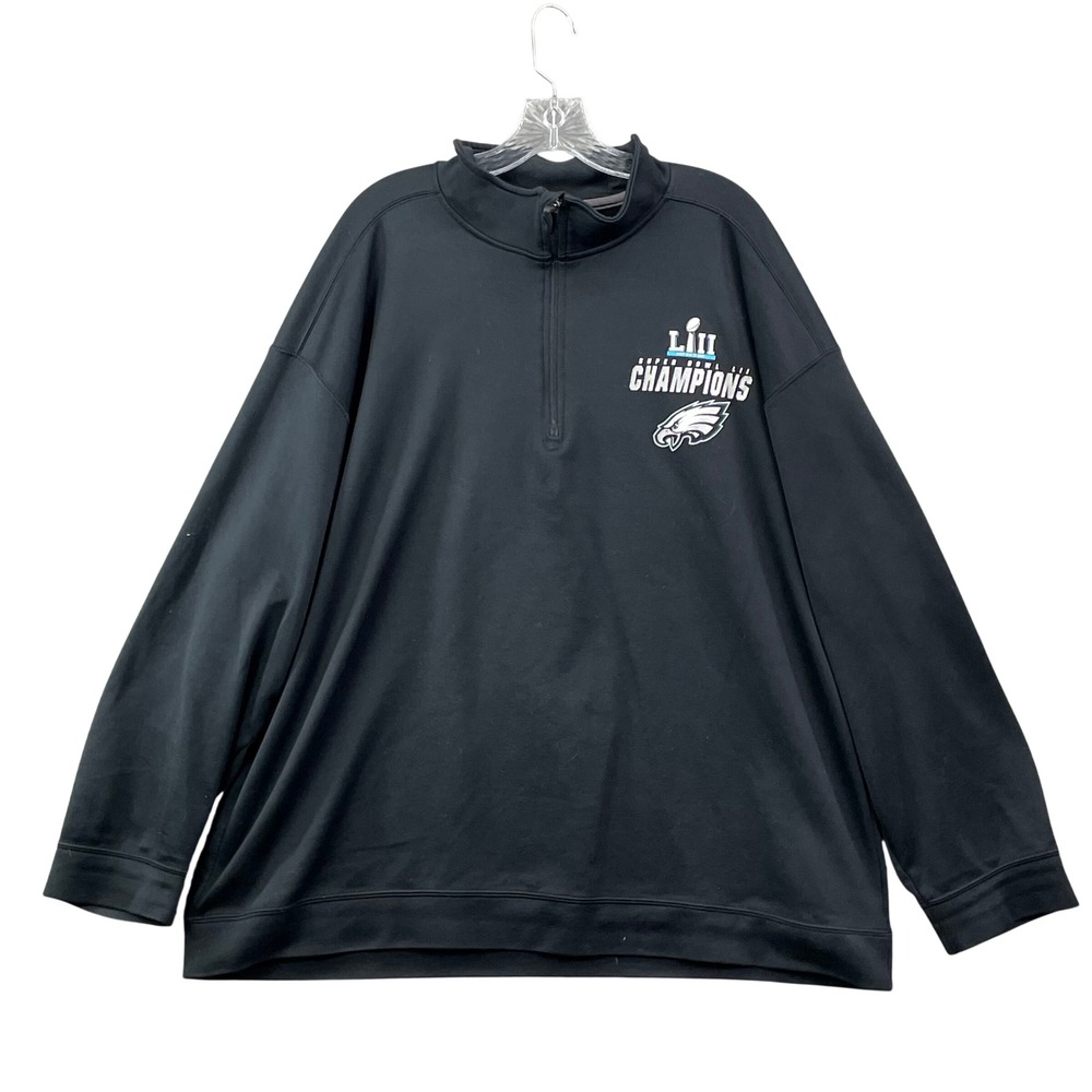 Fanatics NFL Pro Line Quarter Zip Mens 2XL Black Eagles Super Bowl LII Champions